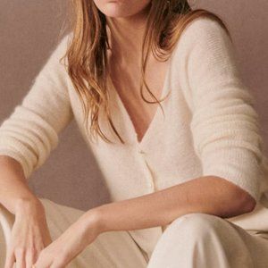 Sezane Barry Cardigan Ecru White XXS